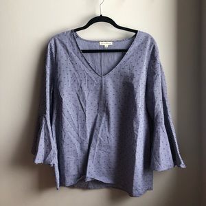 Blue plaid bell sleeved top